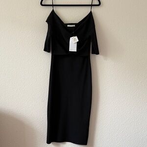 ZARA NWT Elegant Black Off-Shoulder Dress